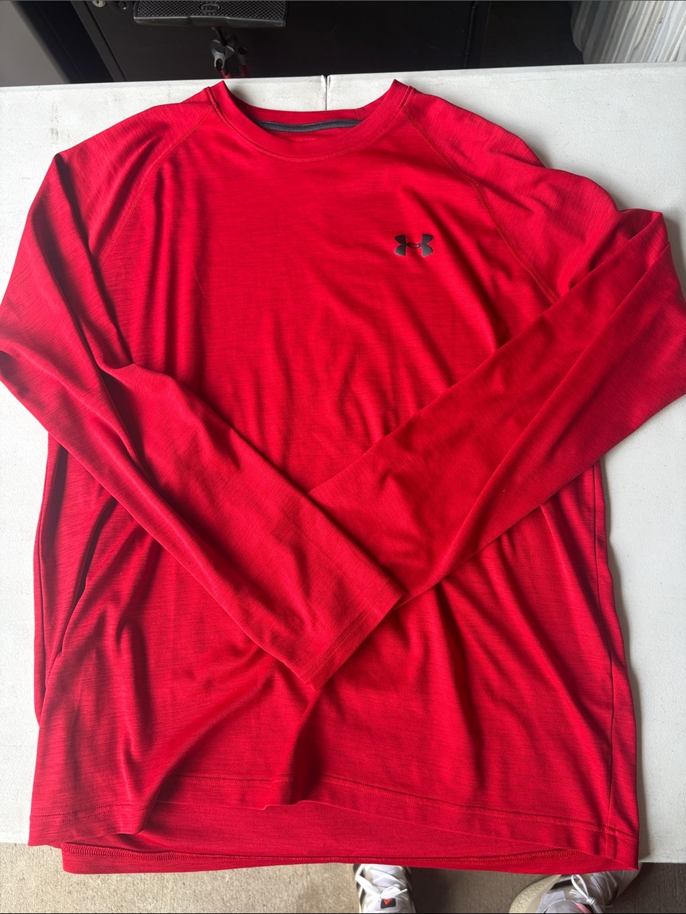 Under Armour Men’s Long-Sleeve Performance Tee - Bright Red with Black Logo